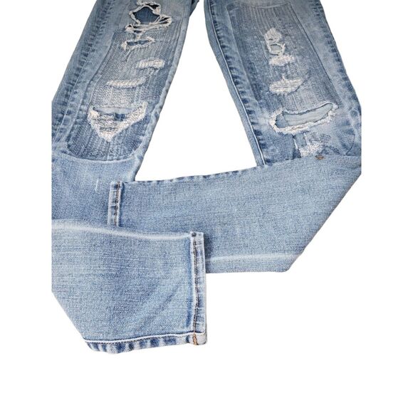 American Eagle Jeans 4 Womens Super Stretch Jegging Light Wash Mid Rise Distress - Picture 3 of 5